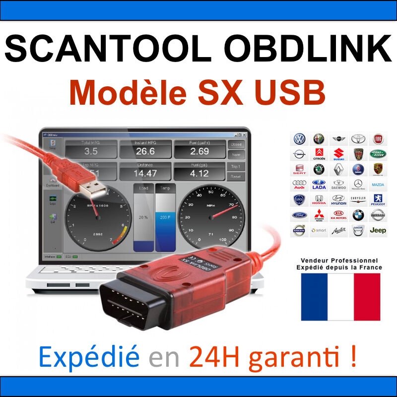 Valise diagnostique auto Pro Multimarque EObd Diagnostic OBDLINK SX USB