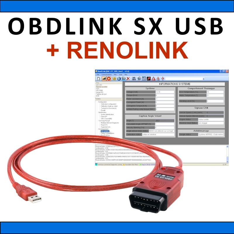 Obdlink Sx Usb + Logiciel Renolink Diagnostic Professionnel 16 Bits